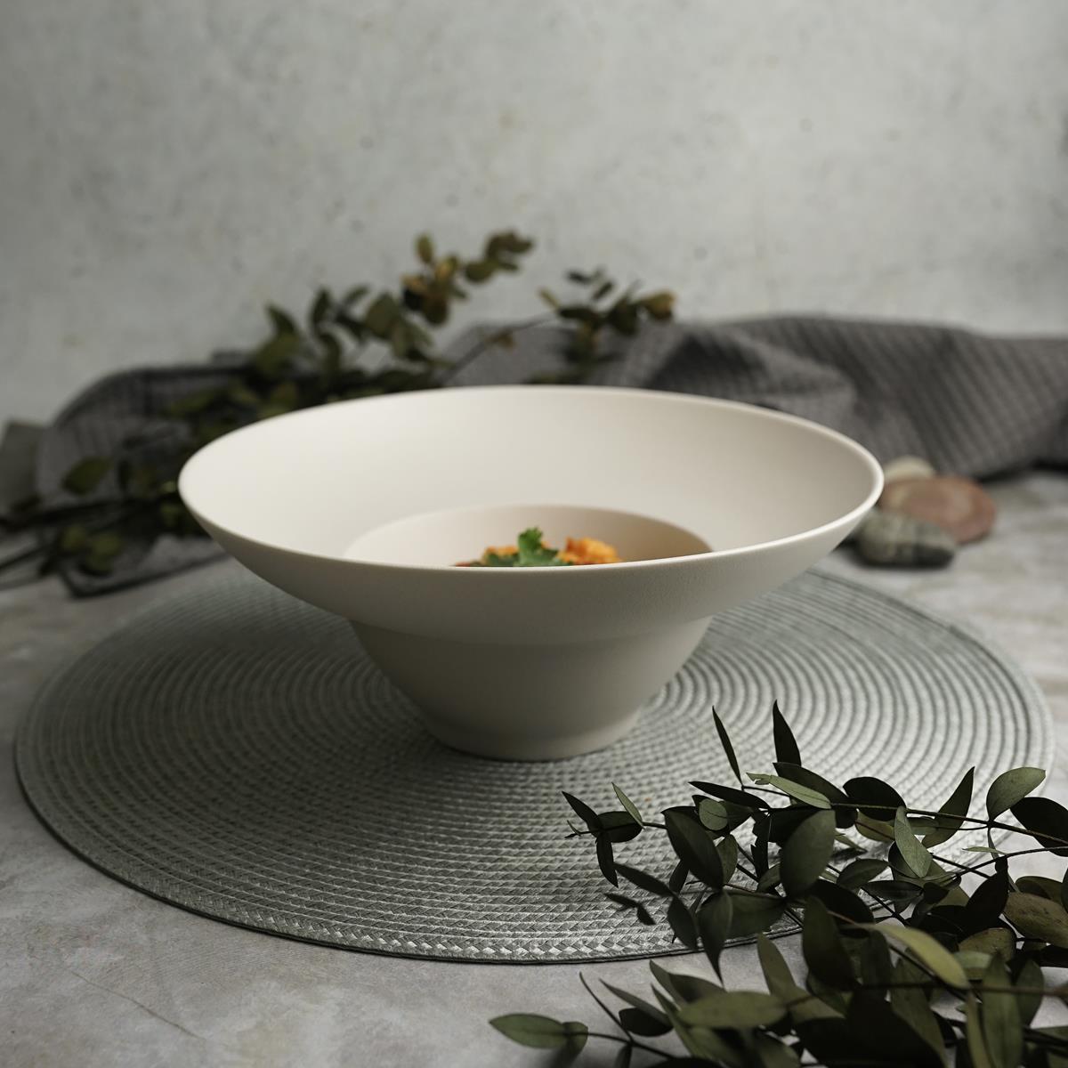 Тарелка для пасты, супа d=24 cм, 450 мл, фарфор "NOBLE" серия "Fine Plus-Light Grey"