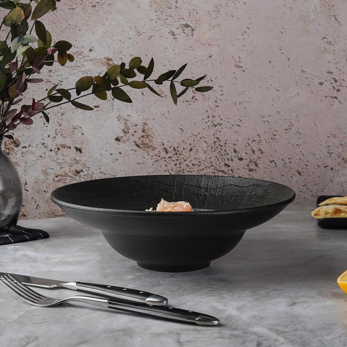Тарелка для пасты,супа,салата, 400 мл, d=25см, h=7,6 см, серия "Black Raw Wood"  P.L. - ProffCuisine