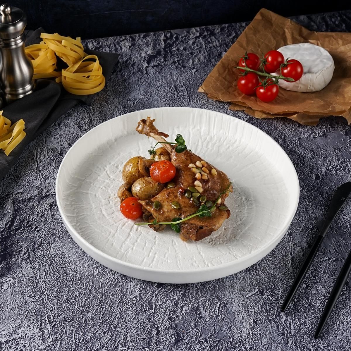 Тарелка круглая с бортом d=27cм, серия "White Raw Wood"  P.L. - ProffCuisine