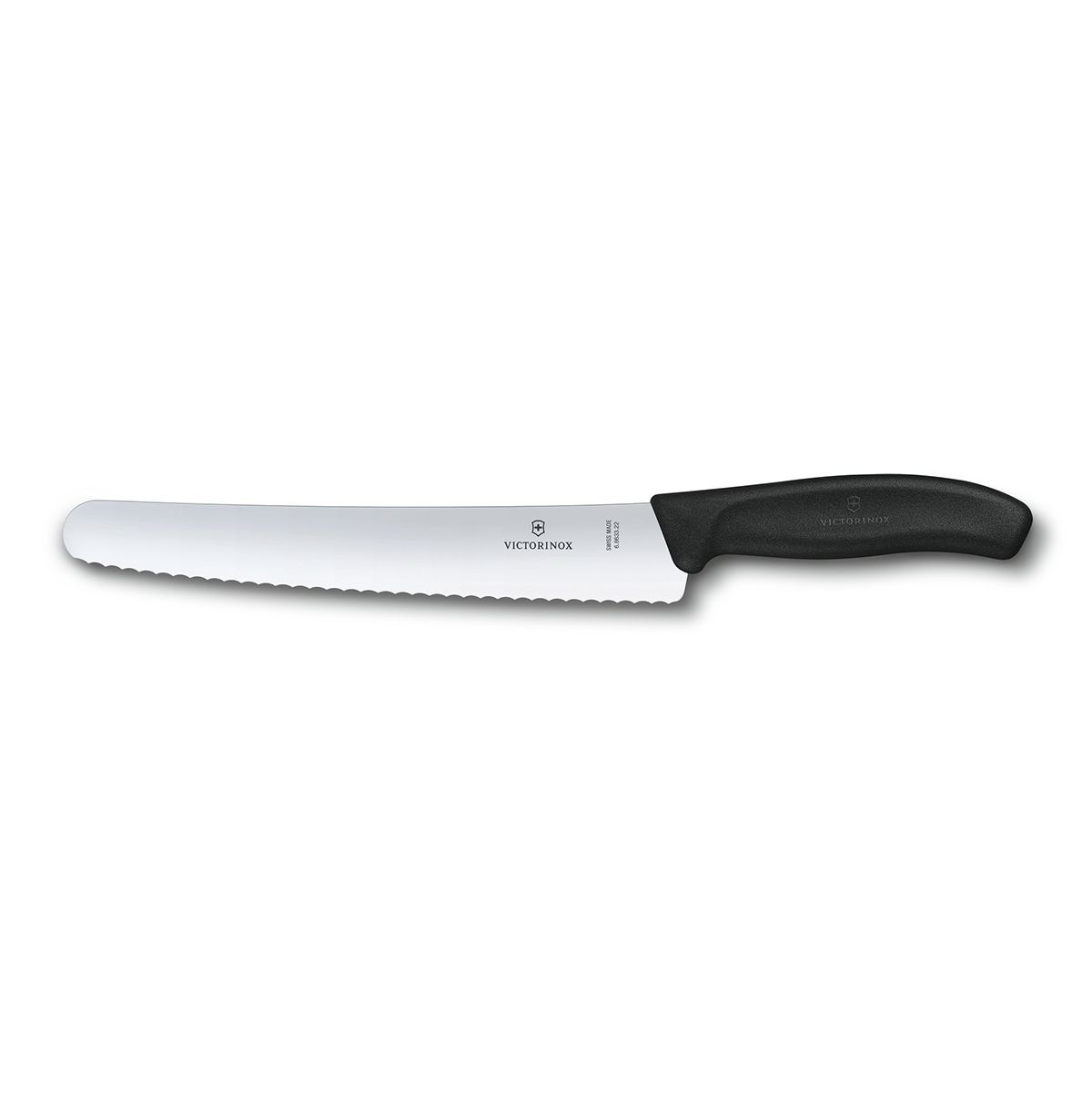 Нож  для хлеба 22 см волнистое лезвие Victorinox чёрный, в блистере