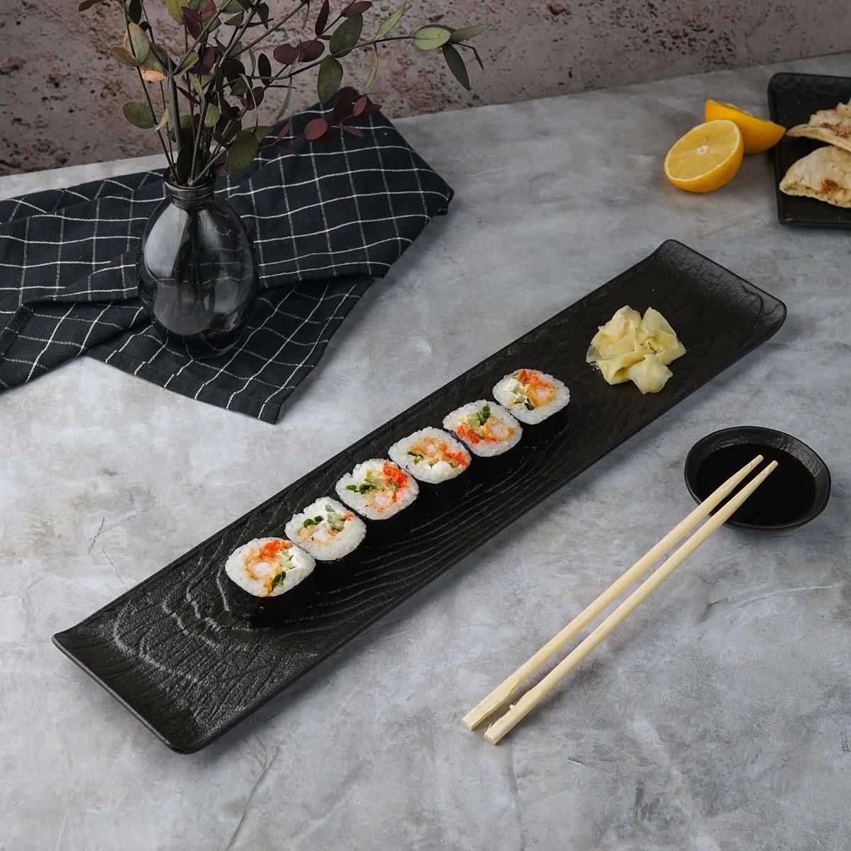 Блюдо прямоугольное 47*10 см, серия "Black Raw Wood"  P.L. - ProffCuisine