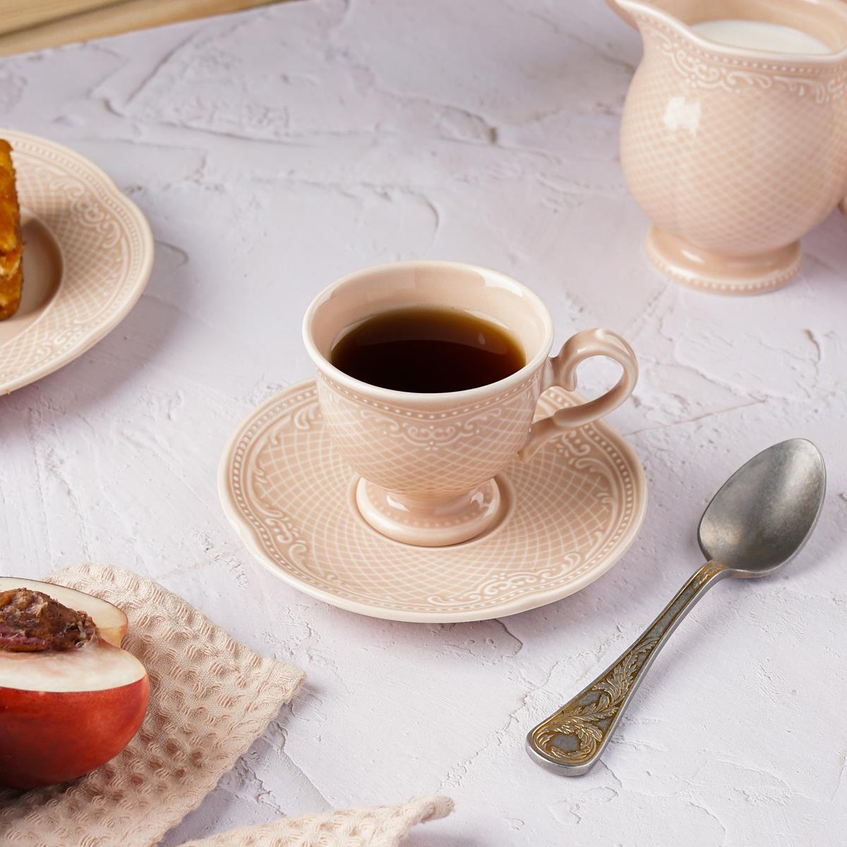 Кофейная пара 100 мл, фарфор,серия "Aristocrat-Peach Tea", Noble