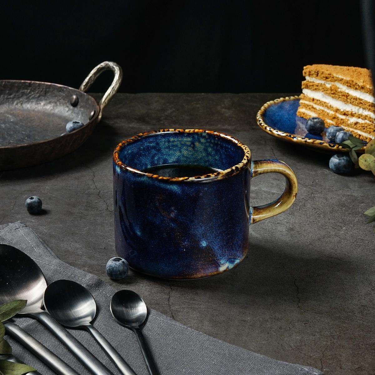 Кружка с ручкой 355 мл, d=9.1см, h=7.9 см, фарфор,серия "Aqua Blue" P.L.