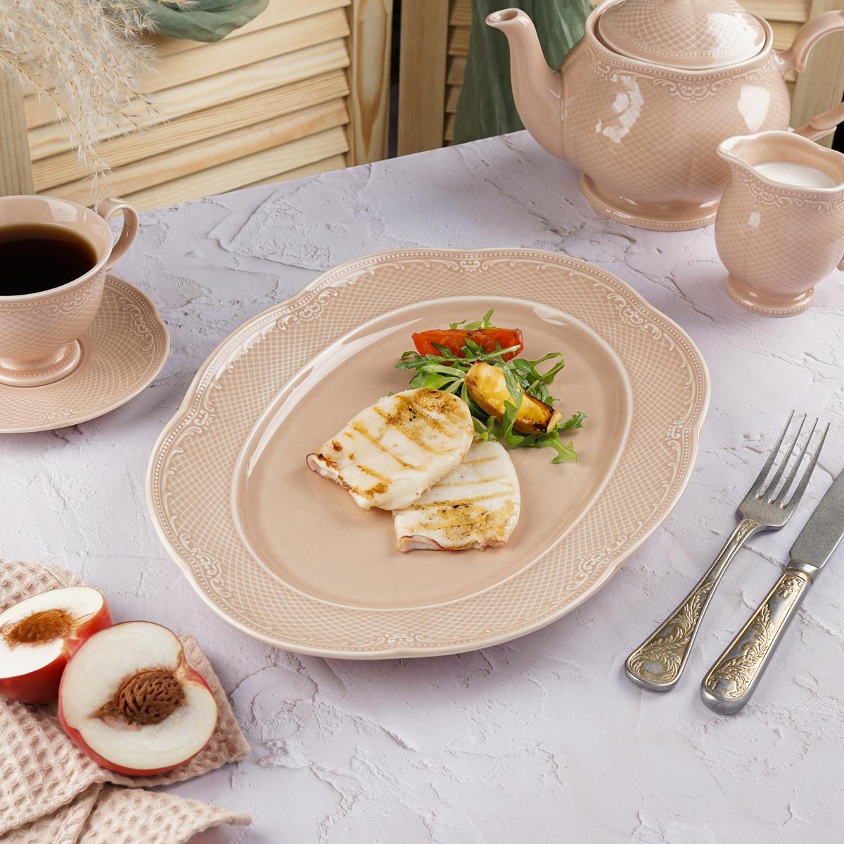 Блюдо овальное 36 см, фарфор,серия "Aristocrat-Peach Tea", Noble